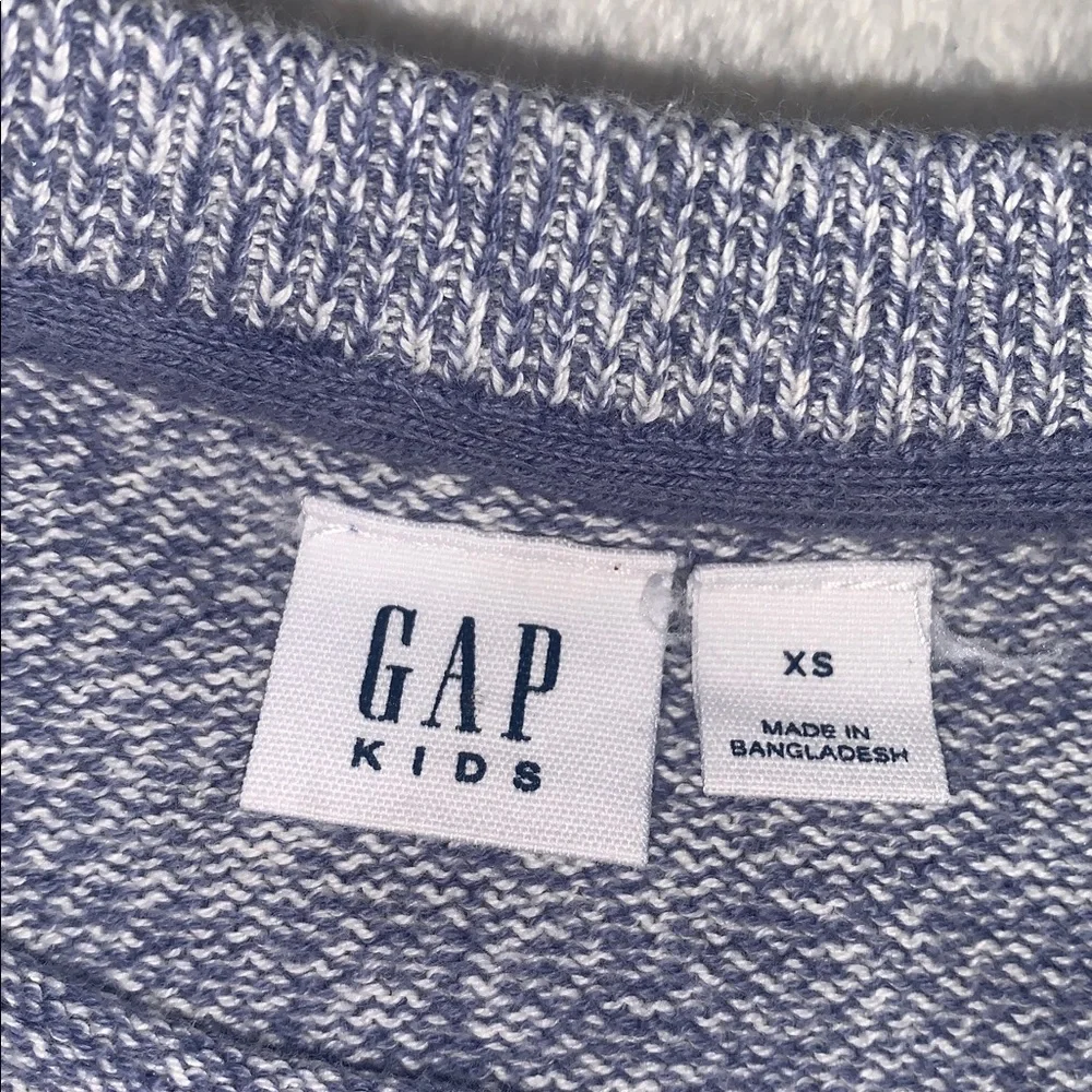 GAP Blue & White Sweater Girls XS 4/5 Puff Shoulder